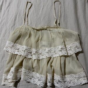 American Eagle Outfitters Beige Smocked Top